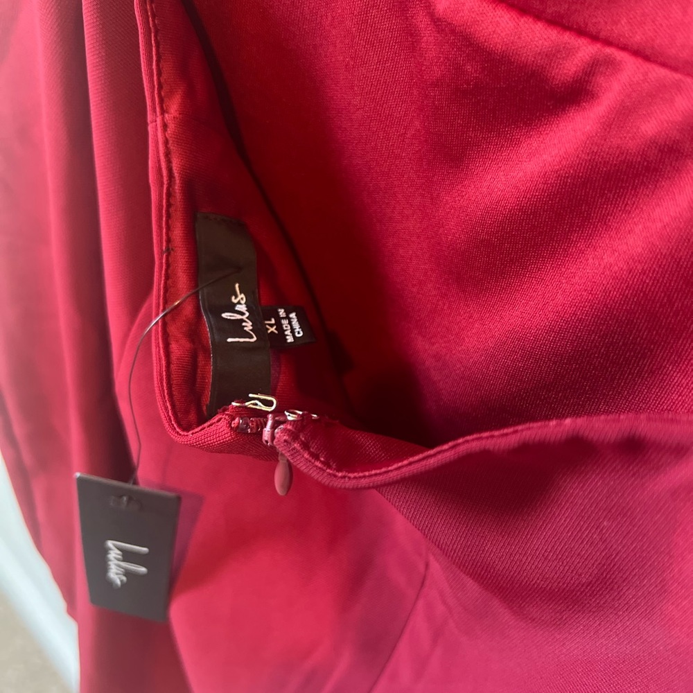 Lulu’s Wine Red Puff Sleeve Dress - Picture 4 of 7